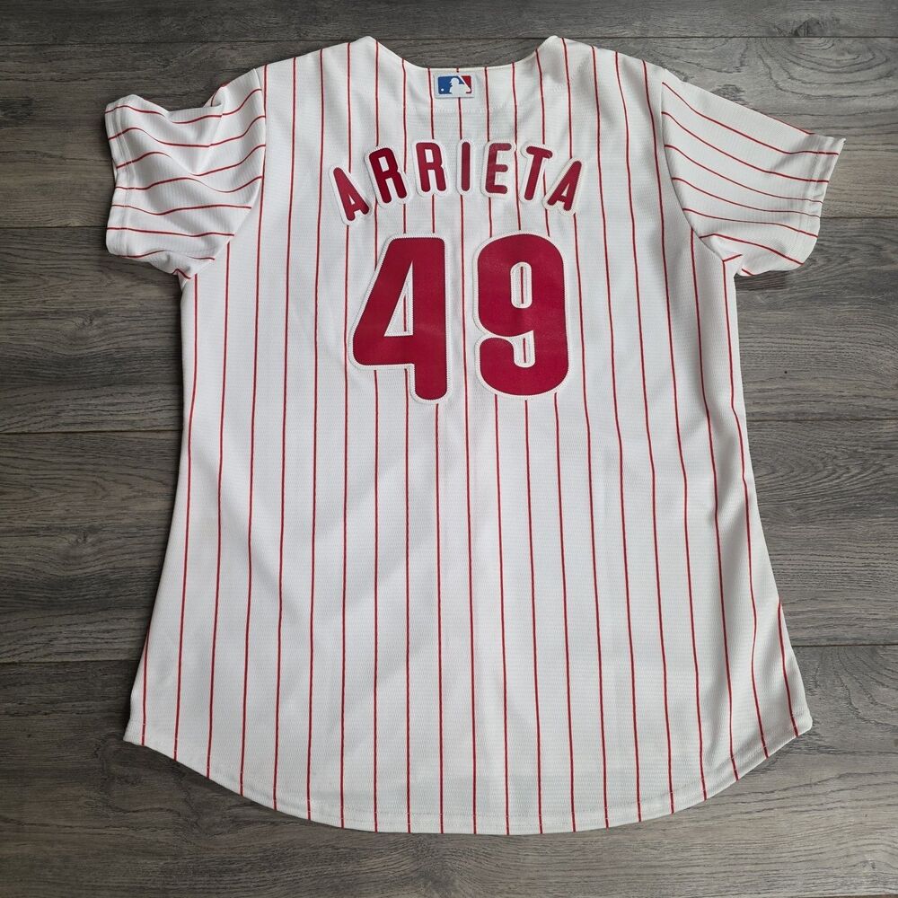 Majestic Philadelphia Phillies Jake Arrieta #49 Stitched Jersey Size Large - Picture 3 of 4